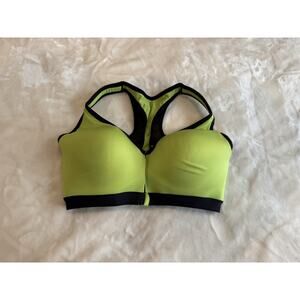 Ambrielle 360 Sports Bra Green Black 36D Front Zip Racerback Firm Support